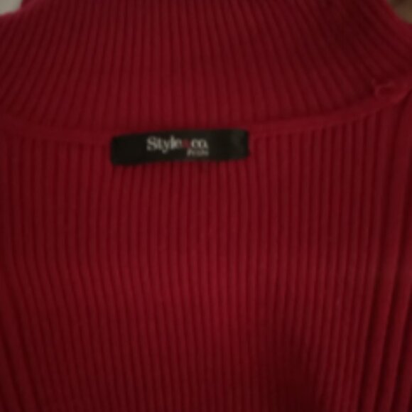 #12 Style & Co. Red Ribbed Turtleneck Sweater - Picture 1 of 2